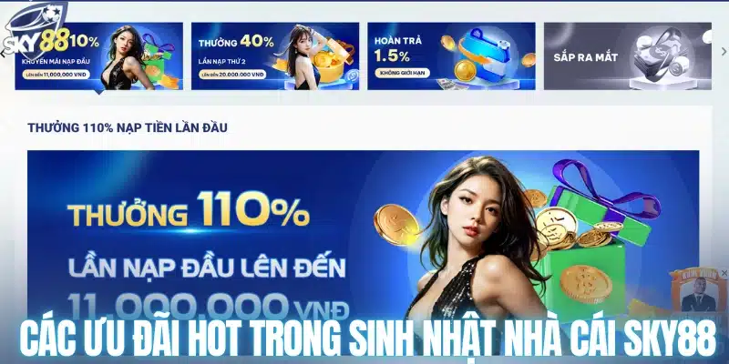 Các ưu đãi hot trong sinh nhật nhà cái SKY88